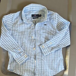 Vineyard Vines Boys Blue and White Gingham Button-Down Shirt 3T